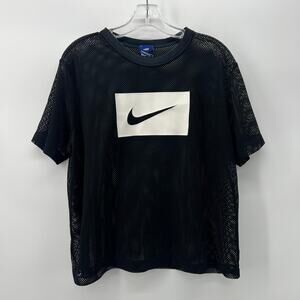 Nike Black Mesh Blouse with White Logo